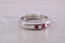 Load image into Gallery viewer, Three Natural Ruby set Silver Band