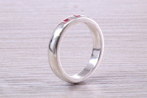 Three Natural Ruby set Silver Band