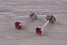 Load image into Gallery viewer, Stunning 1 carat Ruby set Platinum Solitaire Stud Earrings, with Special Safety Backs