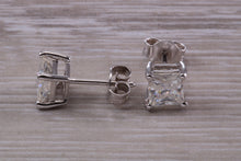 Load image into Gallery viewer, Two carat Square Moissanite Diamond Solitaire Stud Earrings