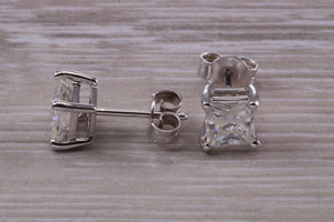 Two carat Square Moissanite Diamond Solitaire Stud Earrings