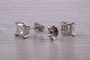 Two carat Square Moissanite Diamond Solitaire Stud Earrings