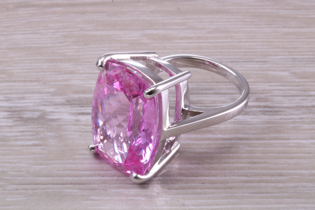 Very Large Dark Pink Sapphire C Z Ring