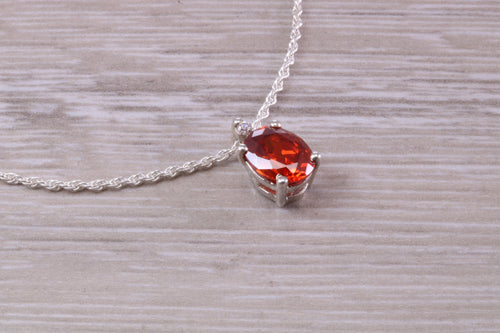 Hessonite Garnet C Z Necklace, Made From Solid Sterling Silver