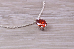 Hessonite Garnet C Z Necklace, Made From Solid Sterling Silver