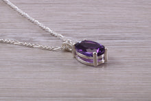 Load image into Gallery viewer, Natural Oval Cut Amethyst Necklace, Made From Solid Sterling Silver