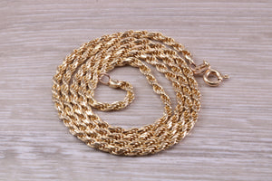 Yellow Gold 18 Inch Diamond Cut Rope Chain