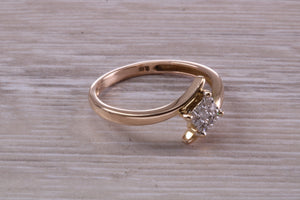 Cross Over Diamond set Yellow Gold Ring