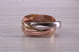 Gold Russian Wedding Band, 3 mm Wide, Three Colour Gold
