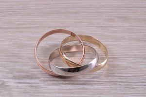 Gold Russian Wedding Band, 3 mm Wide, Three Colour Gold
