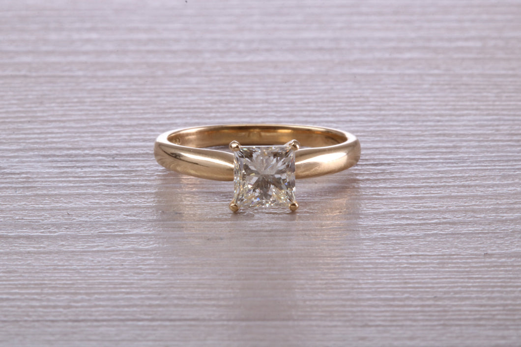 Classic One carat Princess cut Diamond Solitaire, Simple and Elegant Design