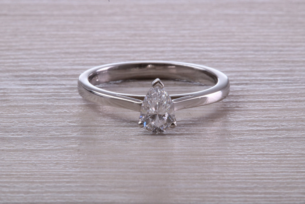 Half carat D colour Certified Tear Drop Cut Diamond set Solitaire