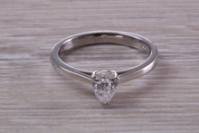 Load image into Gallery viewer, Half carat D colour Certified Tear Drop Cut Diamond set Solitaire