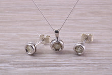 Load image into Gallery viewer, Diamond set Solitaire Stud Earrings and Matching Necklace