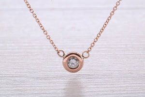 Elegant Quarter carat Diamond Solitaire Necklace, Available in Your Choice of Metals