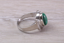 Load image into Gallery viewer, Large Natural Oval cut Malachite set Silver Ring