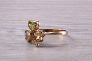 Multi Gemstone set Three Leaf Clover Ring