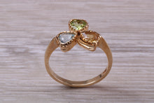 Load image into Gallery viewer, Multi Gemstone set Three Leaf Clover Ring