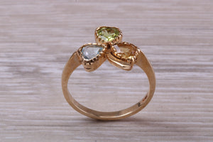 Multi Gemstone set Three Leaf Clover Ring