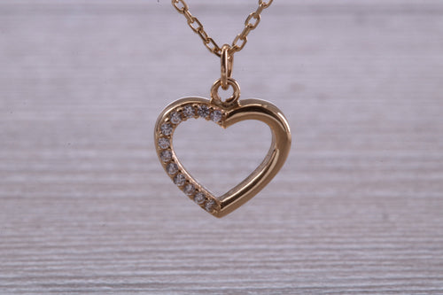 Love Heart C Z set Yellow Gold Necklace