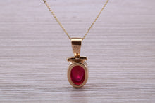 Load image into Gallery viewer, Beautiful One carat Oval cut Ruby set Yellow Gold Necklace
