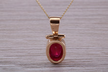 Load image into Gallery viewer, Beautiful One carat Oval cut Ruby set Yellow Gold Necklace