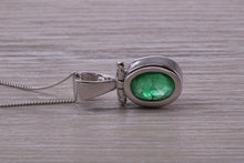 Load image into Gallery viewer, Beautiful One carat Oval cut Emerald Necklace