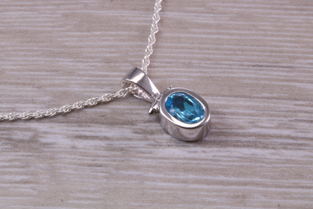 Swiss Blue Topaz Necklace Made From Solid Sterling Silver