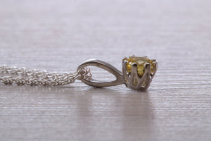 Yellow Sapphire C Z Necklace. Made From Solid Sterling Silver