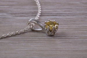 Yellow Sapphire C Z Necklace. Made From Solid Sterling Silver
