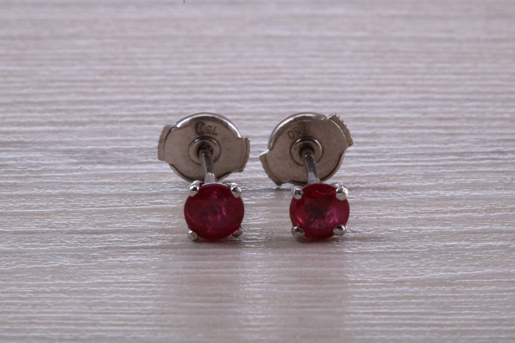 Stunning 1 carat Ruby set Platinum Solitaire Stud Earrings, with Special Safety Backs