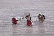 Load image into Gallery viewer, Stunning 1 carat Ruby set Platinum Solitaire Stud Earrings, with Special Safety Backs