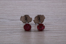 Load image into Gallery viewer, Stunning 1 carat Ruby set Platinum Solitaire Stud Earrings, with Special Safety Backs
