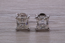Load image into Gallery viewer, Two carat Square Moissanite Diamond Solitaire Stud Earrings