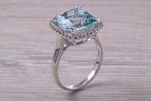 Load image into Gallery viewer, Large 7 carat Aquamarine and Diamond Ring
