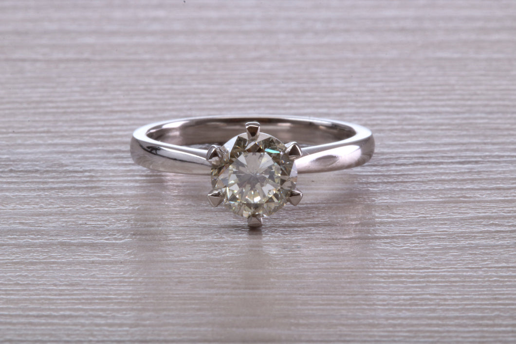 One and Half carat Platinum Diamond Solitaire, Simple and Elegant ring