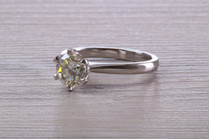 One and Half carat Platinum Diamond Solitaire, Simple and Elegant ring