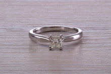 Load image into Gallery viewer, Half carat Princess Cut Diamond set Platinum Solitaire