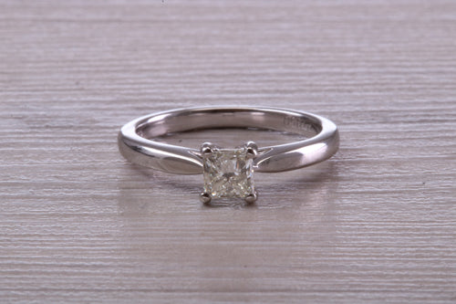 Half carat Princess Cut Diamond set Platinum Solitaire