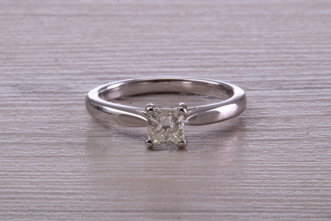 Half carat Princess Cut Diamond set Platinum Solitaire