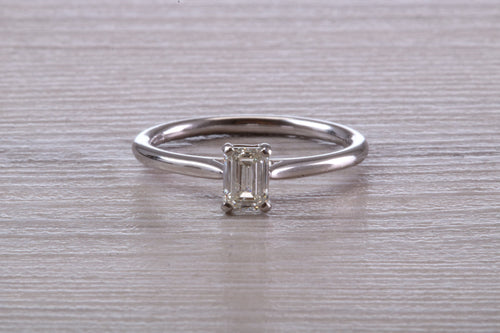 0.60 carat Emerald Cut Diamond set Platinum Solitaire