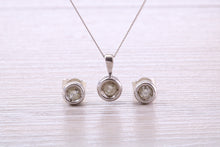 Load image into Gallery viewer, Diamond set Solitaire Stud Earrings and Matching Necklace