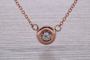Elegant Quarter carat Diamond Solitaire Necklace, Available in Your Choice of Metals
