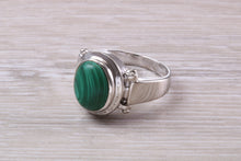 Load image into Gallery viewer, Large Natural Oval cut Malachite set Silver Ring