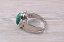 Load image into Gallery viewer, Large Natural Oval cut Malachite set Silver Ring