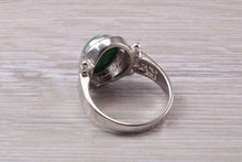 Load image into Gallery viewer, Large Natural Oval cut Malachite set Silver Ring