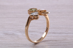 Multi Gemstone set Three Leaf Clover Ring