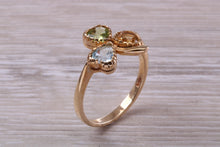 Load image into Gallery viewer, Multi Gemstone set Three Leaf Clover Ring