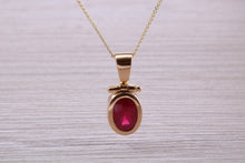Load image into Gallery viewer, Beautiful One carat Oval cut Ruby set Yellow Gold Necklace