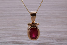 Load image into Gallery viewer, Beautiful One carat Oval cut Ruby set Yellow Gold Necklace